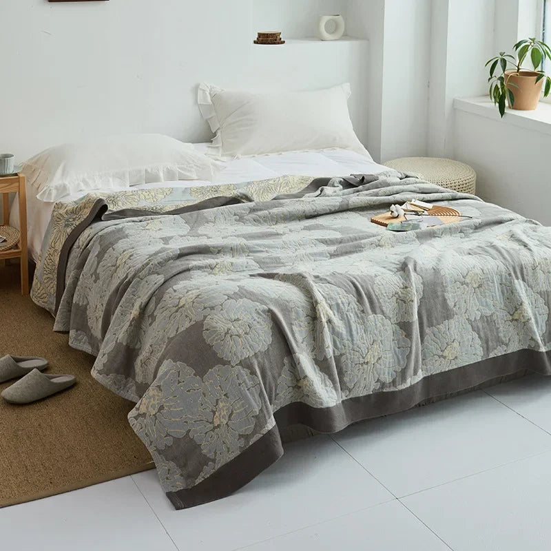Decorbites™ Baumwoll-Gaze-Handtuch-Wurfdecke - Weiche und gemütliche Bettdecke für alle Jahreszeiten