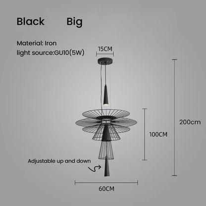 DecorBites™ Iron Mesh Gravity Suspension Lamp in Black - Industrial Pendant for Home Décor