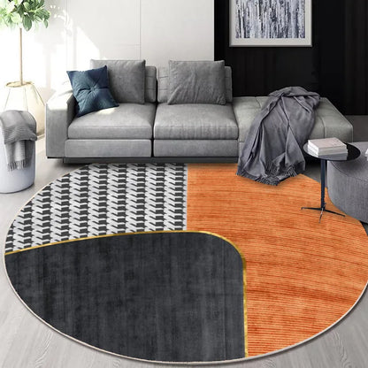 Decorbites™ Rundes Geometrisches Kaschmir-Bodenmatte für das Wohnzimmer, Fleckenresistent & Leicht zu Reinigen