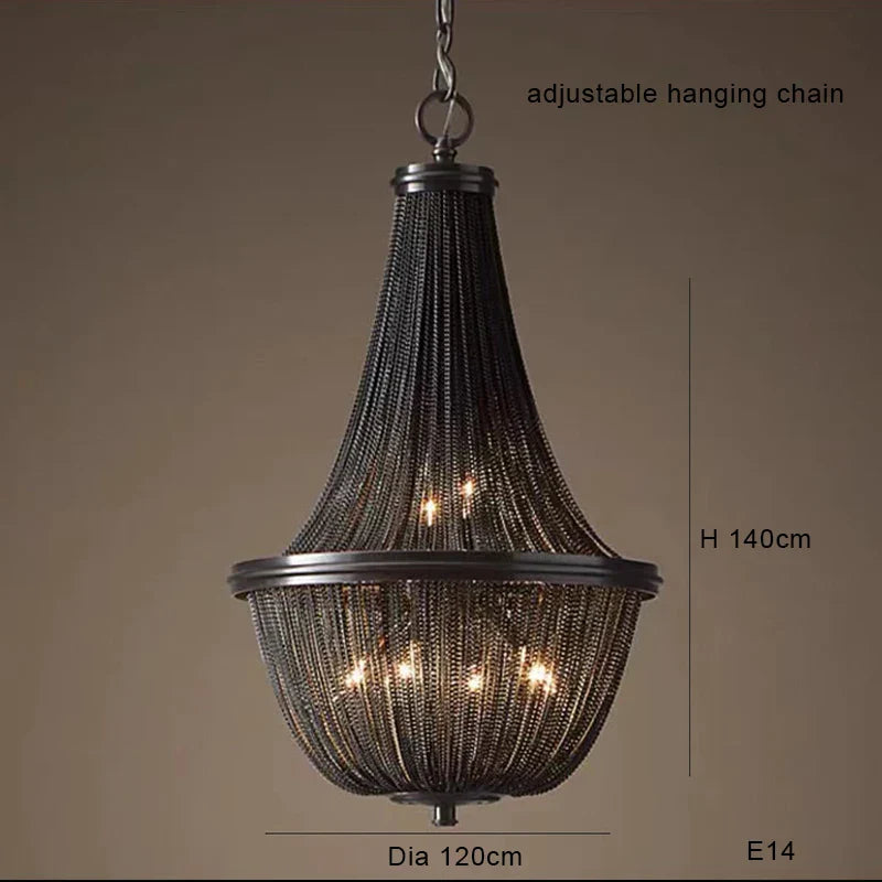 Decorbites™ Schwarze Aluminium-Ketten-Quaste-Hängeleuchte - Dimmbare Klassische Kronleuchter