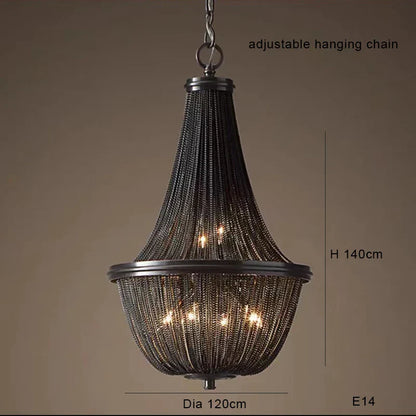 Decorbites™ Schwarze Aluminium-Ketten-Quaste-Hängeleuchte - Dimmbare Klassische Kronleuchter