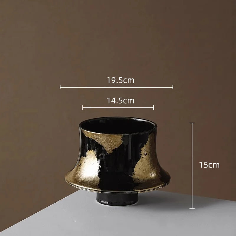 Gold Foil Ceramic Tabletop Flower Vase