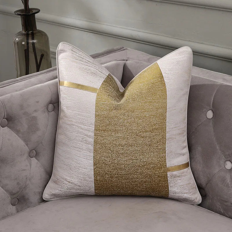 DecorBites™ Frosted Gold Satin Lumbar Pillow Covers - Luxe Sofa Cushion Cases