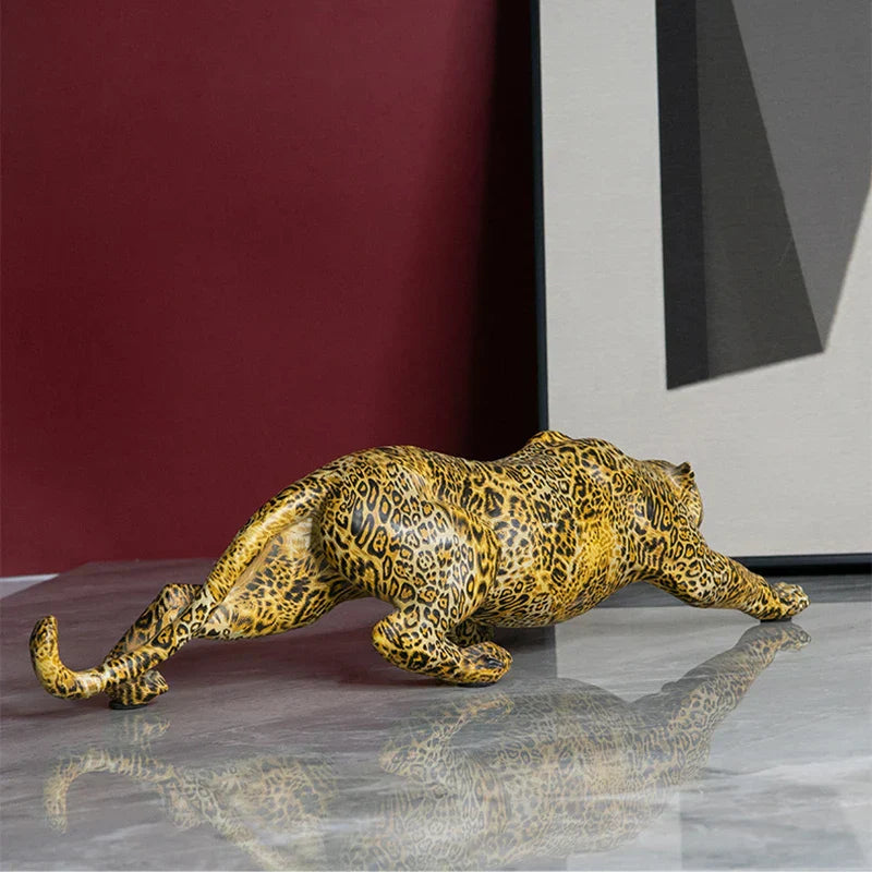 Decorbites™ Leopard-Harzstatue: Moderne Afrikanische Wildtier-Panther-Skulptur für Zuhause & Büro