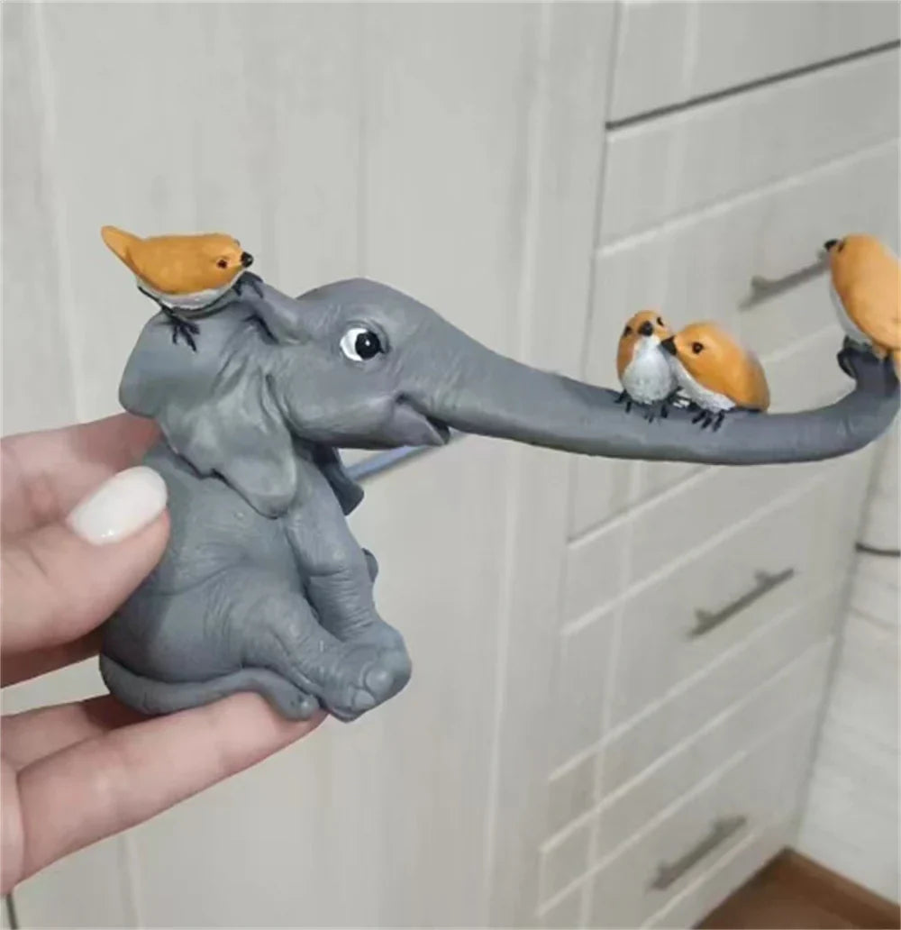 DecorBites™ Elephant Bird Rabbit Figurines Resin Fairy Garden Ornaments Tabletop Decoration