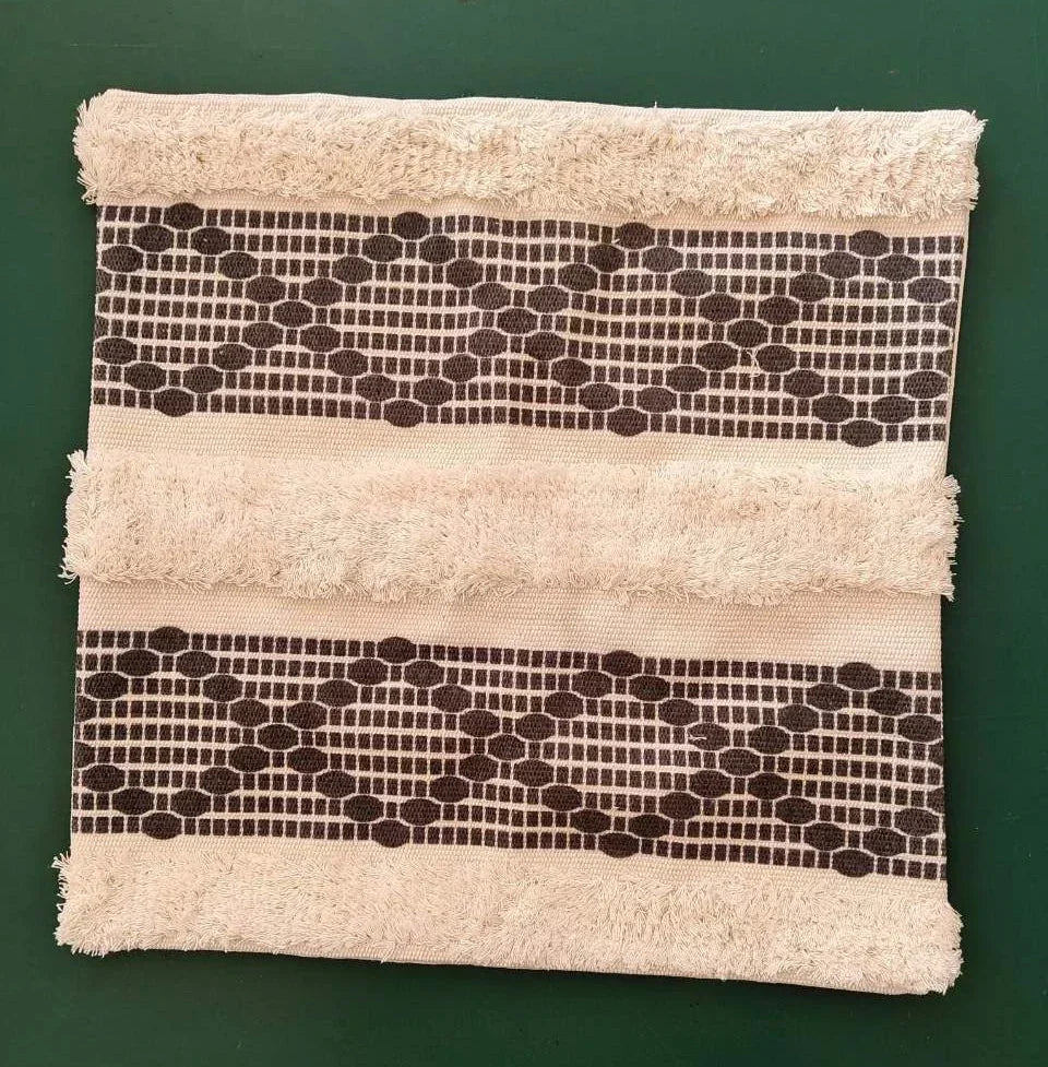 DecorBites™ Geometric Tufted Tassel Pillow Cover - Handcrafted Boho Chic Cushion Cover