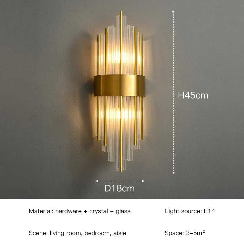 DecorBites™ Crystal LED Wall Lamps: Elegant Gold Wall Sconce Lights for Luxury Home Decor