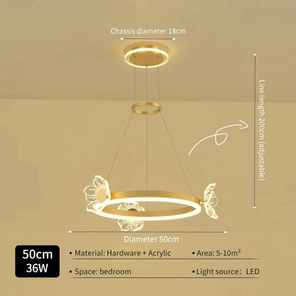 DecorBites™ Gold Butterfly LED Round Ceiling Chandelier for Living Room and Bedroom