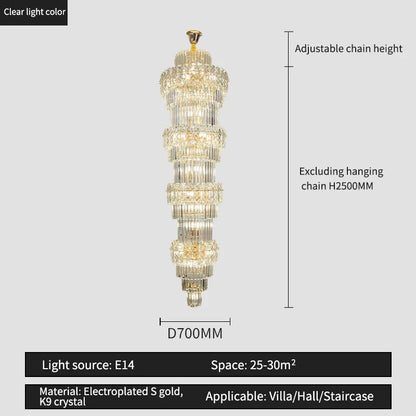 Decorbites™ Elegante Kristall-Hohl-Lang-Lüster für Duplex-Wohnzimmer und Treppenhaus