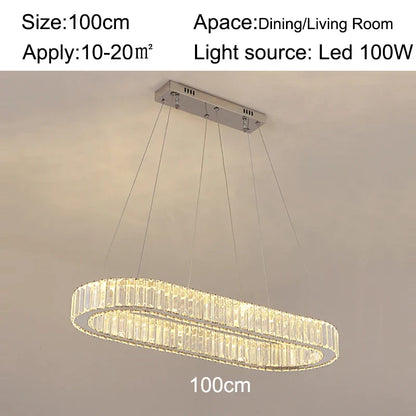 Decorbites™ Kristall-Oval-LED-Kronleuchter: Luxuriöse Leuchtarmatur für das Wohnzimmer – Modernes Design