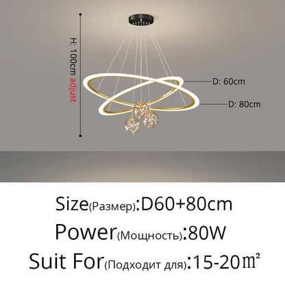 DecorBites™ Circle Ring Pendant Chandelier for Living Room Bedroom Restaurant Ceiling Lighting