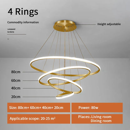 Decorbites™ Gold Circle Ringe Kronleuchter LED Hänge Lampe für Wohnzimmer, Küche, Esszimmer