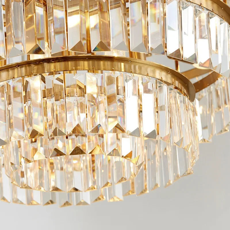 Decorbites™ Goldener Kristall-Leuchter-Hängelampe für luxuriöses Wohnzimmer, Esszimmer, Schlafzimmer