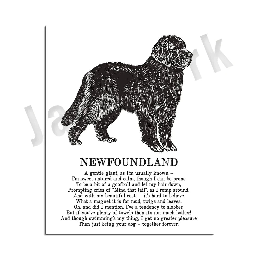 Decorbites™ Hunderassens-Gedichtposter-Sammlung: Vizsla, Pomeranian, Manchester Terrier und mehr