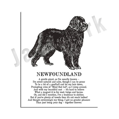 Decorbites™ Hunderassens-Gedichtposter-Sammlung: Vizsla, Pomeranian, Manchester Terrier und mehr