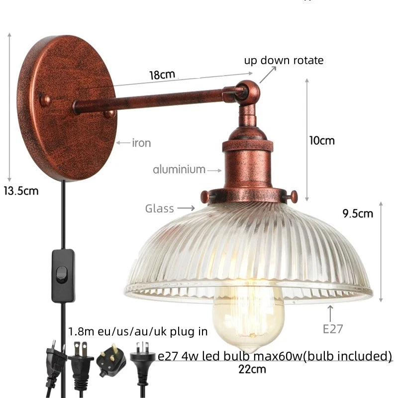 Decorbites™ Klares Glas LED Wandapplikation | Industrielle ländliche Treppenbeleuchtung