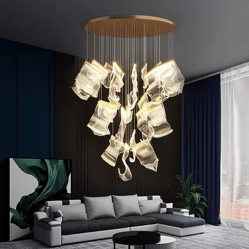 Decorbites™ Acryl-Blätter-Kronleuchter LED-Leuchte dimmbar Luxus-Pendant für die Hausdekoration