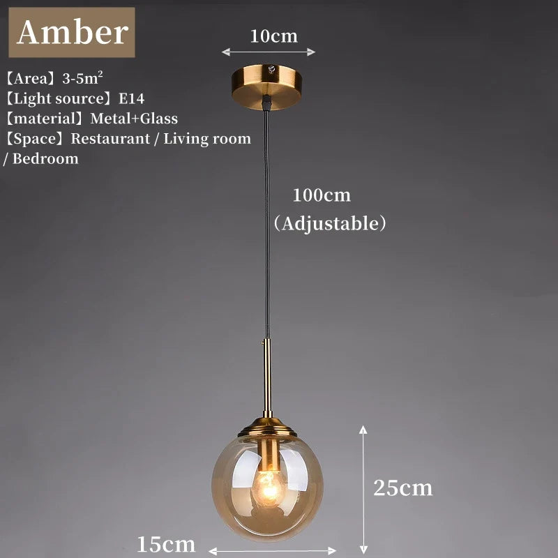 Nordic Glass Pendant Light With Polished Steel Finish