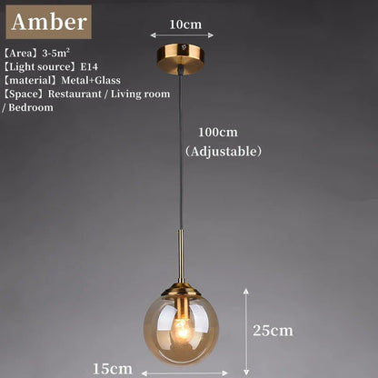 Nordic Glass Pendant Light With Polished Steel Finish