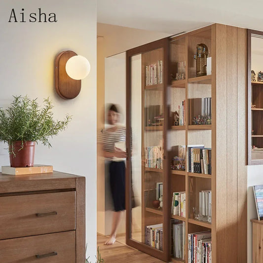 Decorbites™ Japanisches Holz-Wandleuchte für Schlafzimmer-Wandleuchten, stille Wind-Retro-Lampe