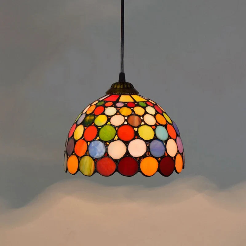European Stained Glass Pendant Light, 20cm