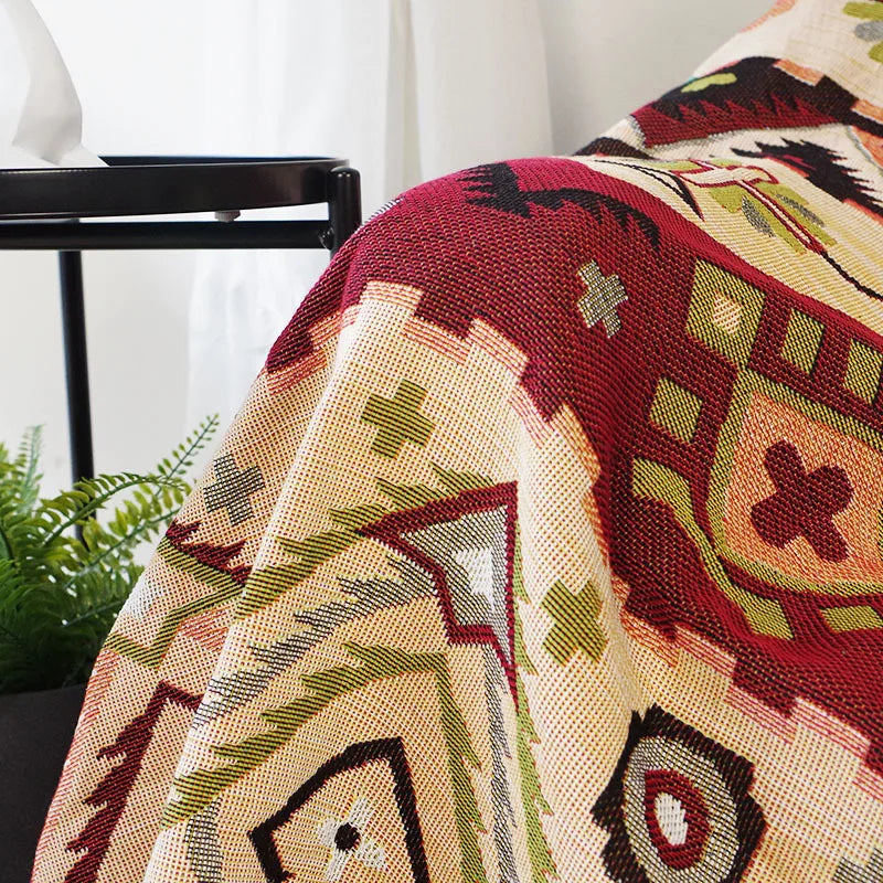 Decorbites™ Geo-Ethnisches Wurfdecken - Doppelseitige Boho-Sofabezug & Reiseteppich