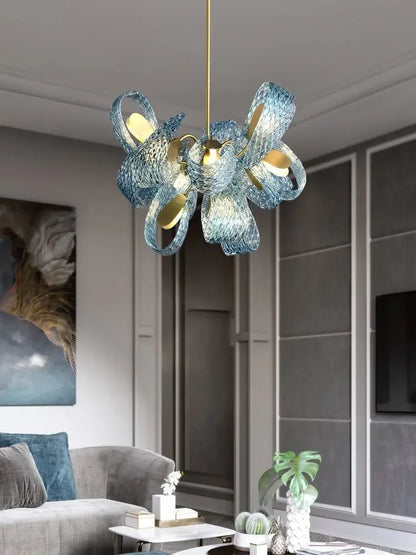 DecorBites™ Luxe Copper Leaf LED Ceiling Chandelier for Home, Bedroom, and Dining Room