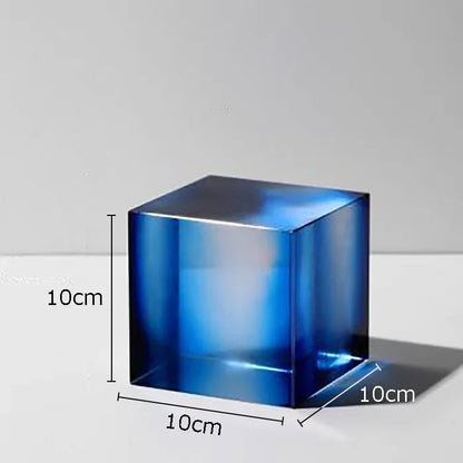 Decorbites™ Kristallwürfel-Ornamente Klare Glas-Skulptur Schreibtisch-Dekoration Geometrisch Gestuftes Quadrat