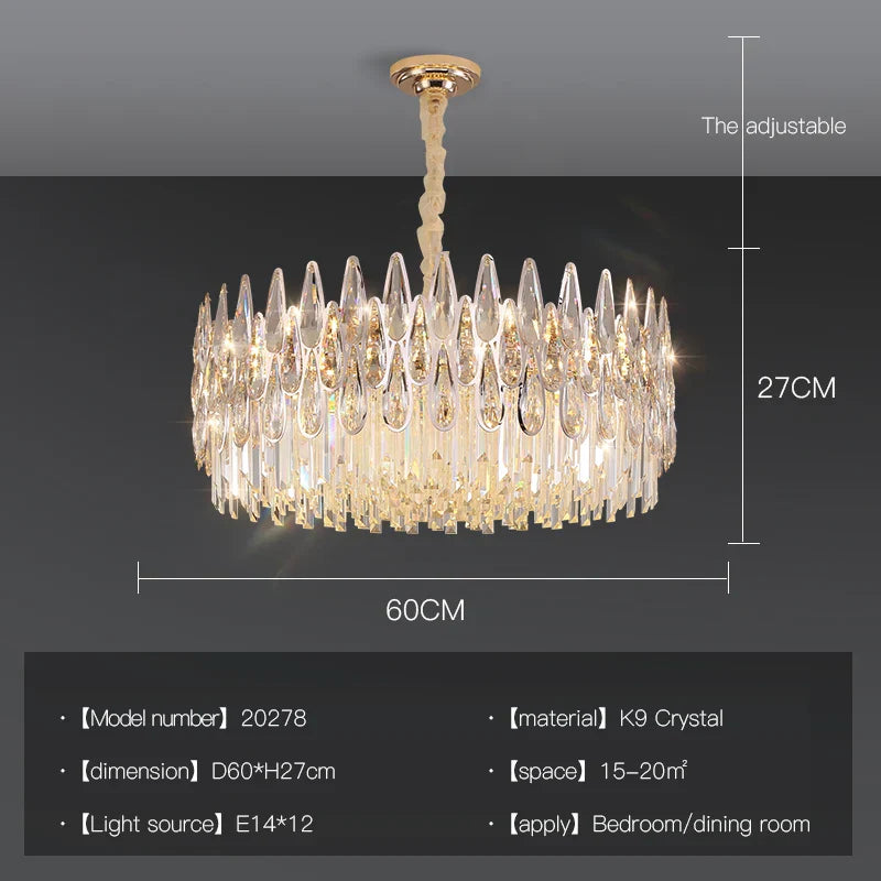Decorbites™ Kristall-LED-Kronleuchter | Langes Treppenhaus-Villa-Licht | Moderne Luxus-Säulenlampe