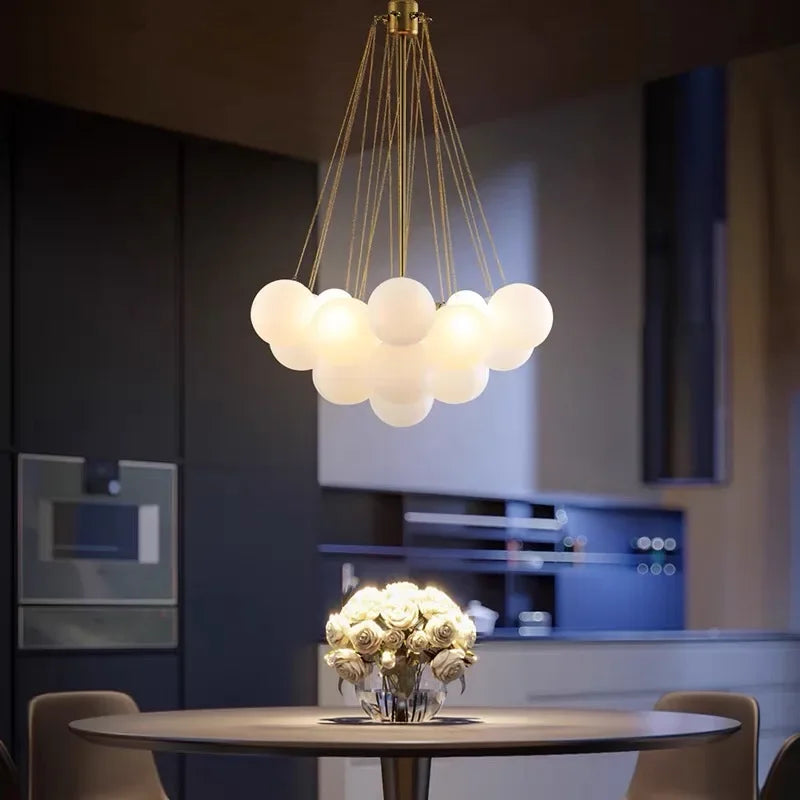 Decorbites™ Glasball-LED-Kronleuchter für modernes Wohnzimmer, nordisches Design Blasen-Hängeleuchte