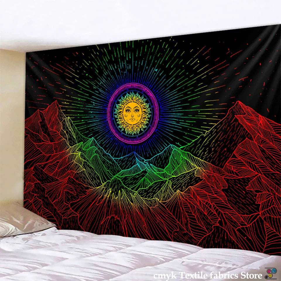 Decorbites™ Schwarz-Weiß-Sterne-Mandalas-Tapisserie - Wohnraumausstattung