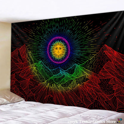 Decorbites™ Schwarz-Weiß-Sterne-Mandalas-Tapisserie - Wohnraumausstattung