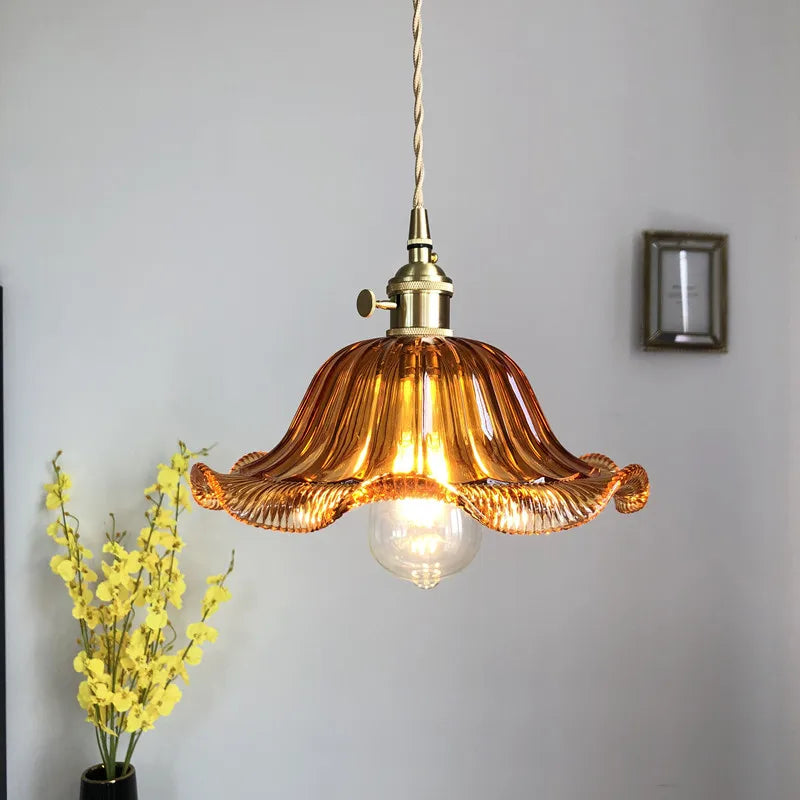 DecorBites™ Glass Industrial Pendant Light: Loft Style Fixture with Copper Socket for Home Decor