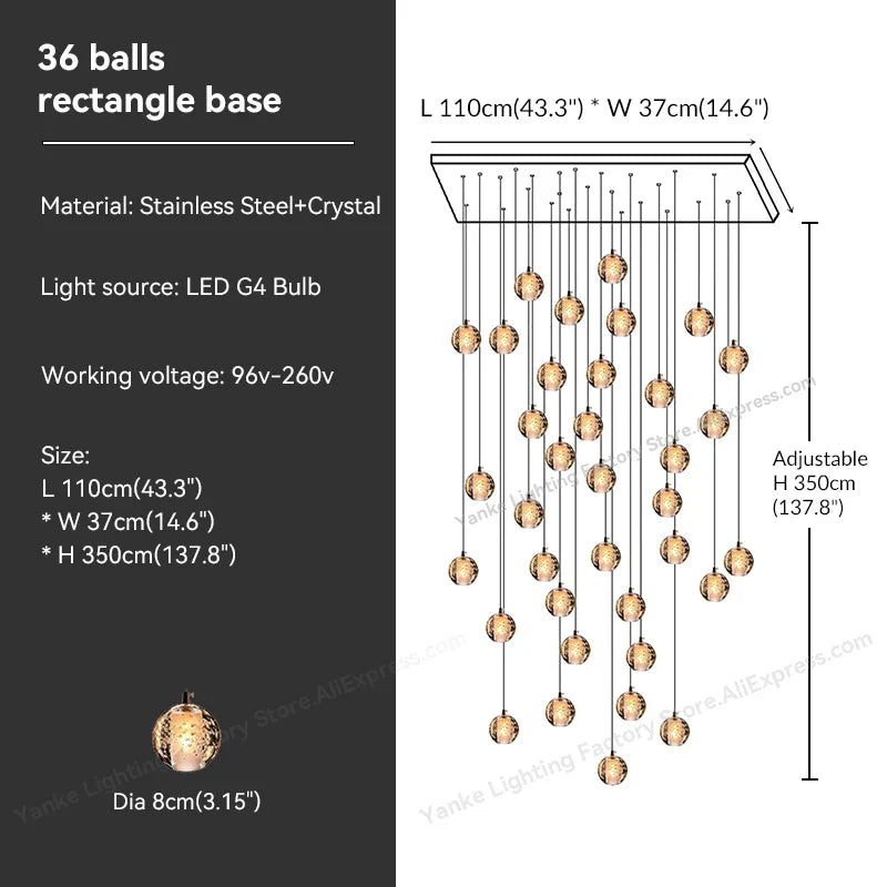 Decorbites™ Kristall-Blase-Ball-Hängeleuchte für Heimdekoration und Gastgewerberäume