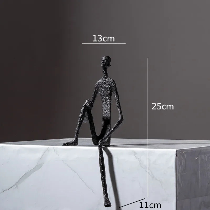 Decorbites™ Abstrakte Metall-Skulptur Mensch Gusseisen Schwarze Person Schreibtisch-Dekoration