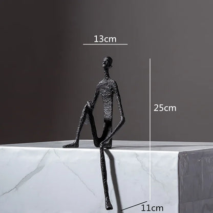 Decorbites™ Abstrakte Metall-Skulptur Mensch Gusseisen Schwarze Person Schreibtisch-Dekoration