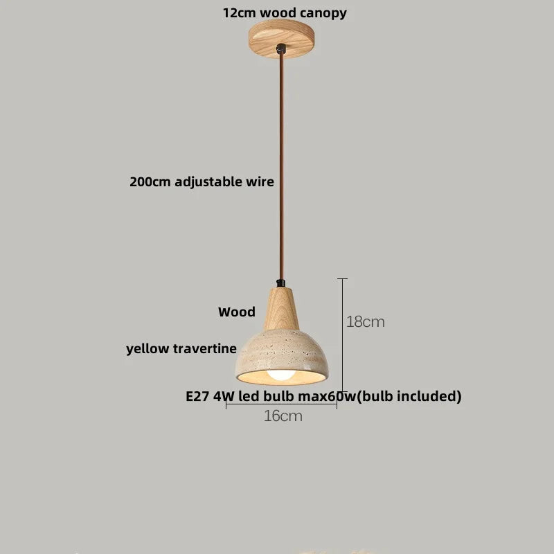 Decorbites™ LED-Drehknopf-Schalter-Pendant-Lampe Gelber Travertin Kupfer Wabi-Sabi Hängelampen