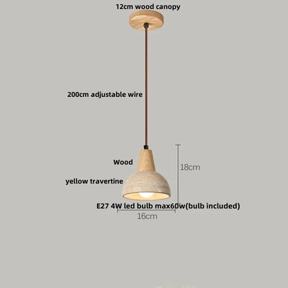 Decorbites™ LED-Drehknopf-Schalter-Pendant-Lampe Gelber Travertin Kupfer Wabi-Sabi Hängelampen