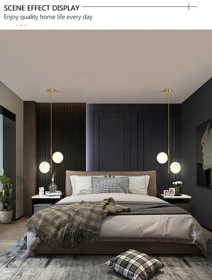 Nordische Glas-Kugelleuchten Pendellampen Spannung 110V 220V Heimdekoration Esszimmer Schlafzimmer Nachttisch Eck-Hängeleuchten für die Decke