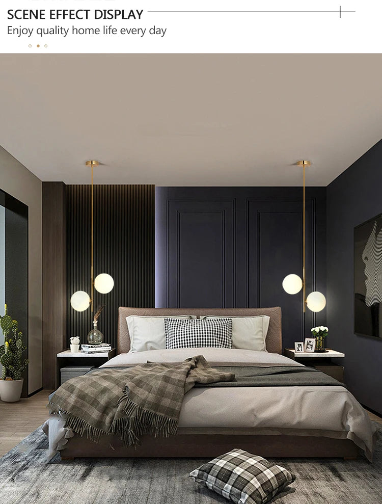 Copper Glass Pendant Light Multiple Voltages