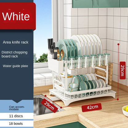 Decorbites™ Küchen-Geschirr-Abtropfgestell mit Stäbchenbehälter - Platzsparender Arbeitsplatten-Organizer