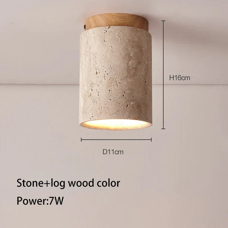 Decorbites™ Japanischer Stil Stein-Holz Rund-Deckenleuchte für Wohnzimmer und Flur