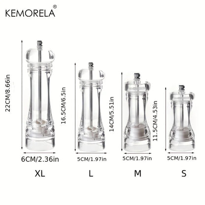 DecorBites™ Acrylic Manual Pepper Grinder | Transparent Salt and Spices Mill Shaker