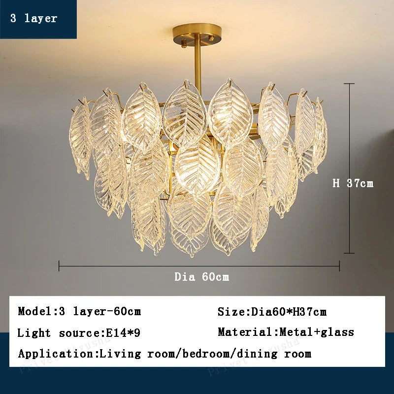 Luxury Leaf Glass Chandelier