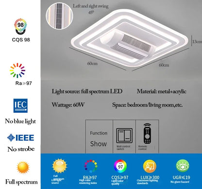 DecorBites™ LED Bladeless Ceiling Fan Dimmable Remote Modern Indoor Lightingusc