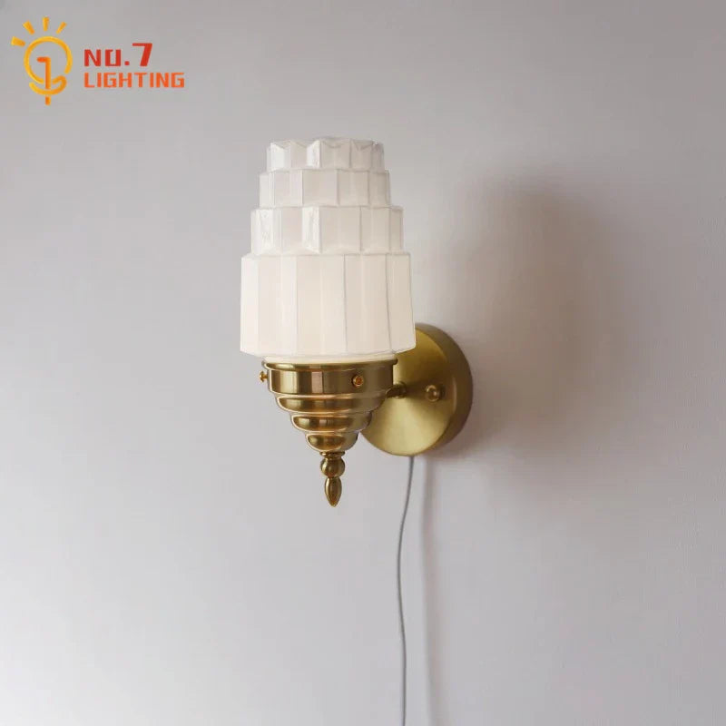 Decorbites™ Cremeglas-LED-Wandleuchte Eisenkunst Chrom/Gold Wohnzimmer Schlafzimmer Hintergrund