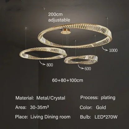 Decorbites™ DNA-Spirale Kristall-Lüster LED-Ring-Design für luxuriöses Wohnzimmer