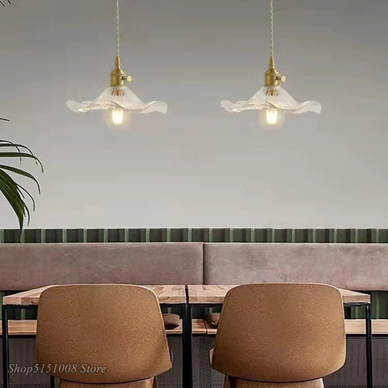 Modern Colorful Glass and Copper Pendant Light