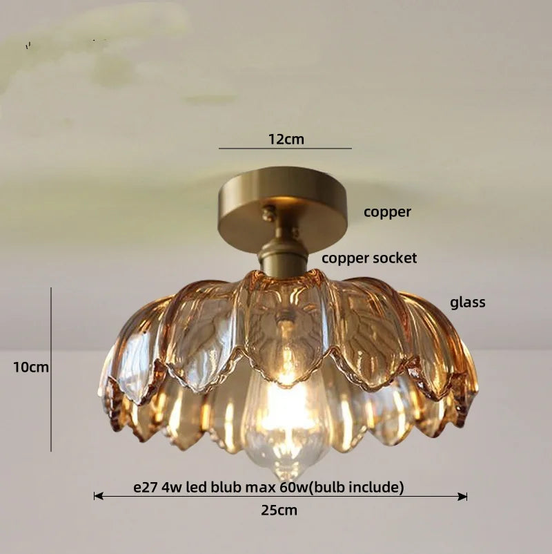 DecorBites™ Glass Flush Mounted Ceiling Light Fixture - Modern Nordic Green Glass LED Ceiling Lamp