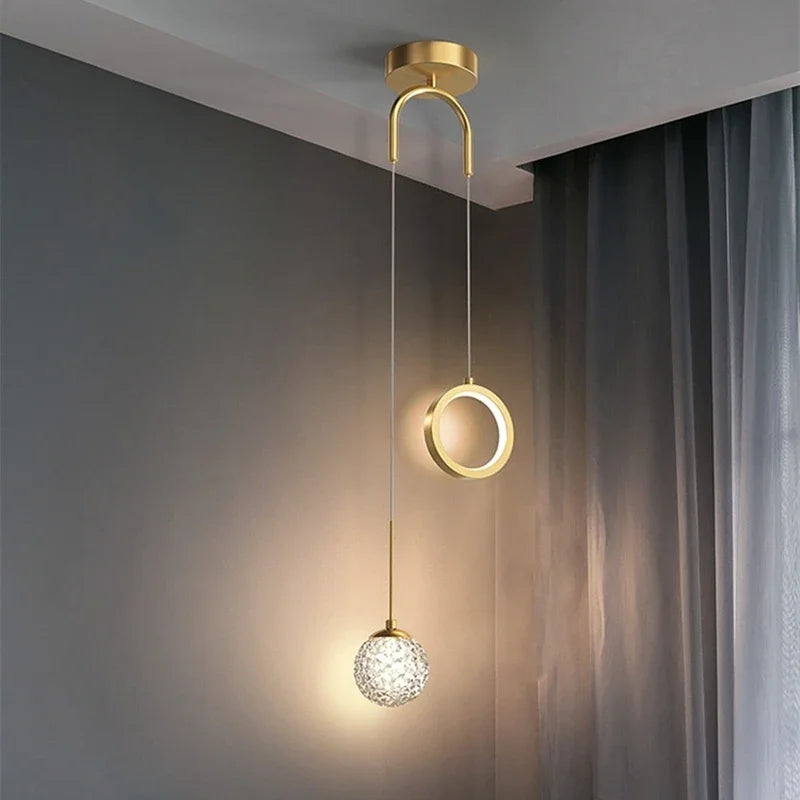 DecorBites™ Gold Ring LED Pendant Light for Luxury Ceiling Decor